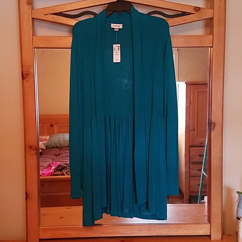 Long Flattering Turquoise Sweater